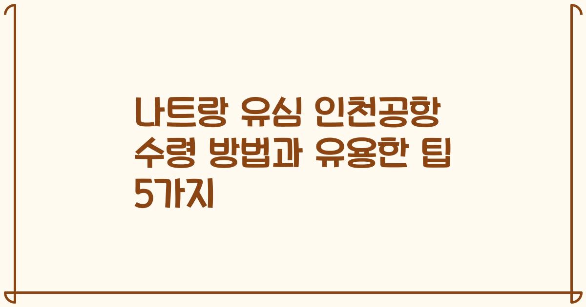 나트랑 유심 인천공항 수령 방법과 유용한 팁 5가지