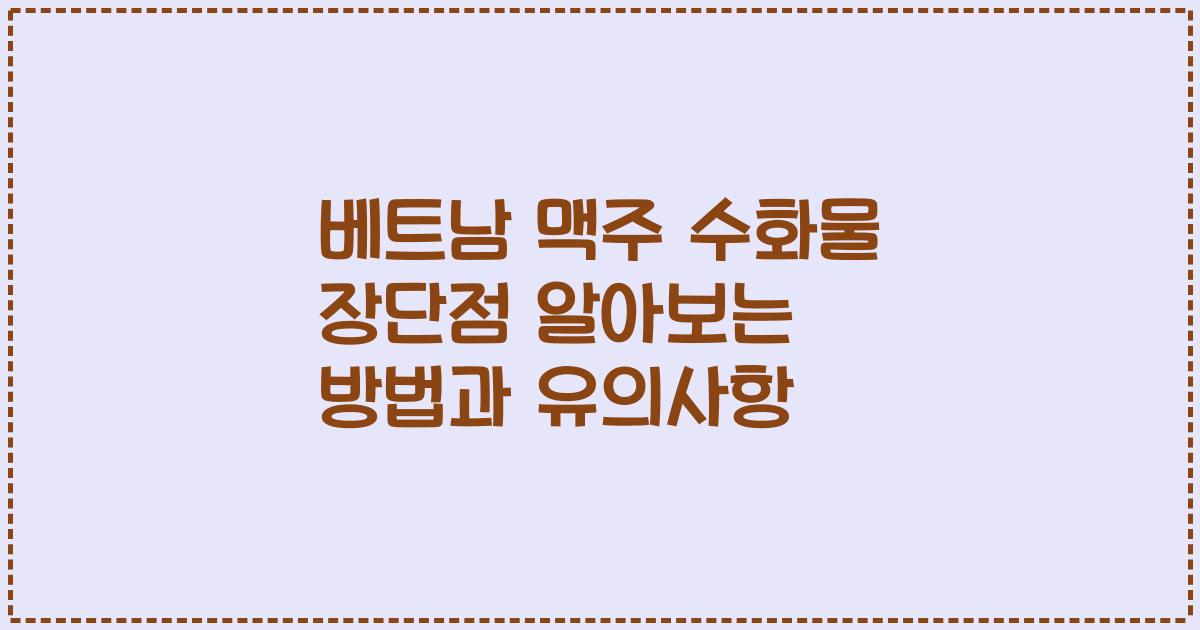 베트남 맥주 수화물 장단점 알아보는 방법과 유의사항