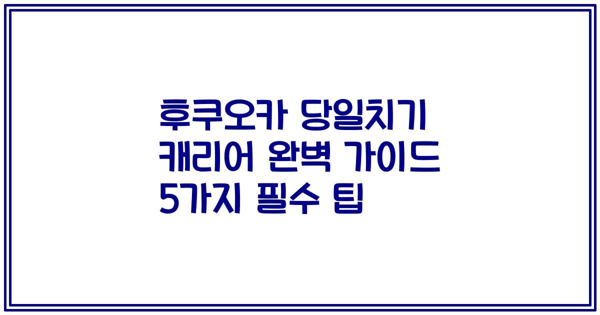 후쿠오카 당일치기 캐리어 완벽 가이드 5가지 필수 팁